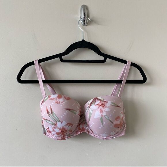 PINK-VICTORIA Secret Floral Multi-Way Push Up Bra (32DD) - Picture 1 of 5